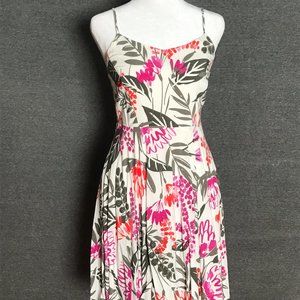 Colorful Fit and Flare Patterned Summer Dress with Spaghetti Straps